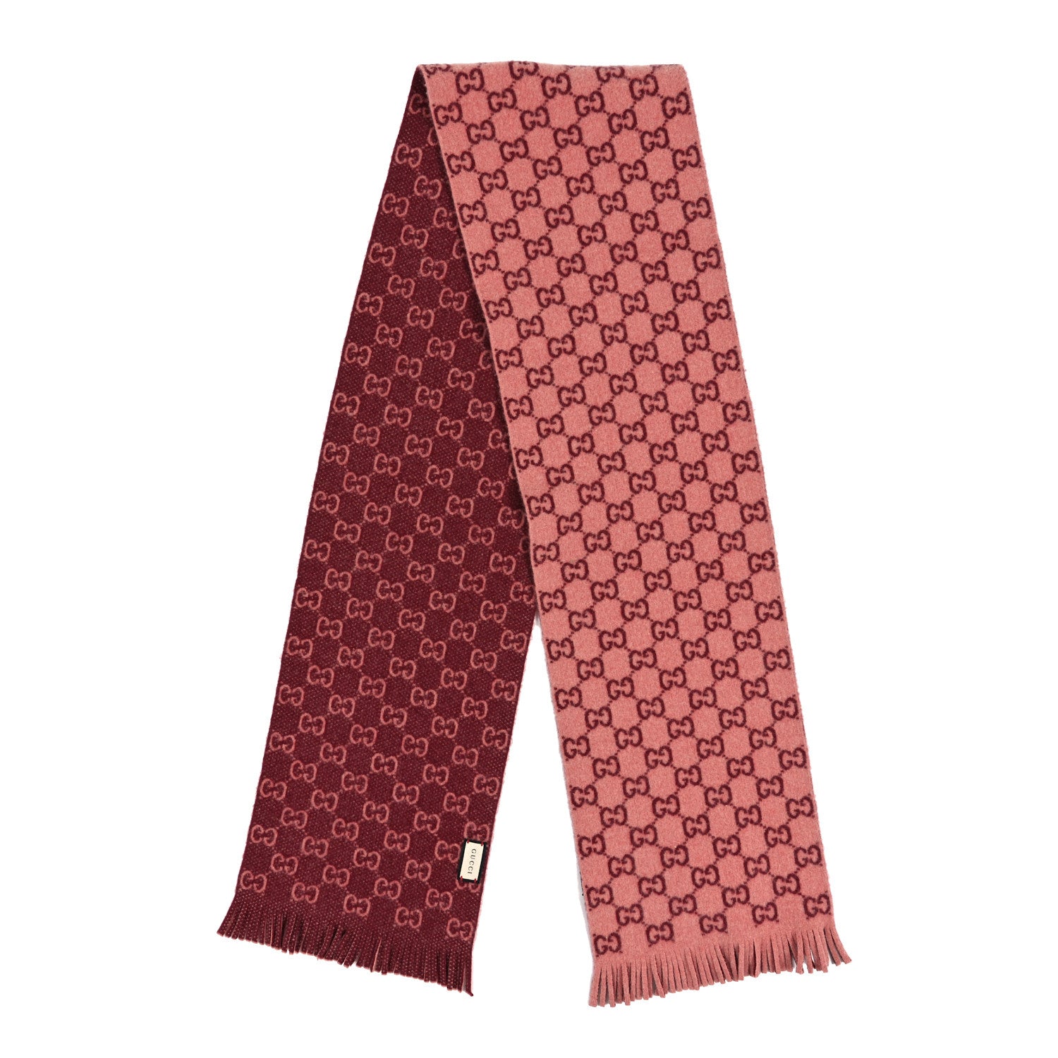 Gucci Wool Tricot GG Monogram Lady Longfog Scarf Roseate Bordeaux 2 of 4