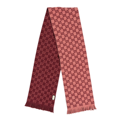 Gucci Wool Tricot GG Monogram Lady Longfog Scarf Roseate Bordeaux 2 of 4