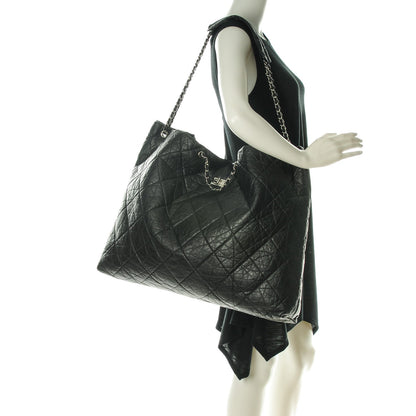 Chanel Aged Calfskin Oversized Reissue Drawstring Tote Black 2 of 7