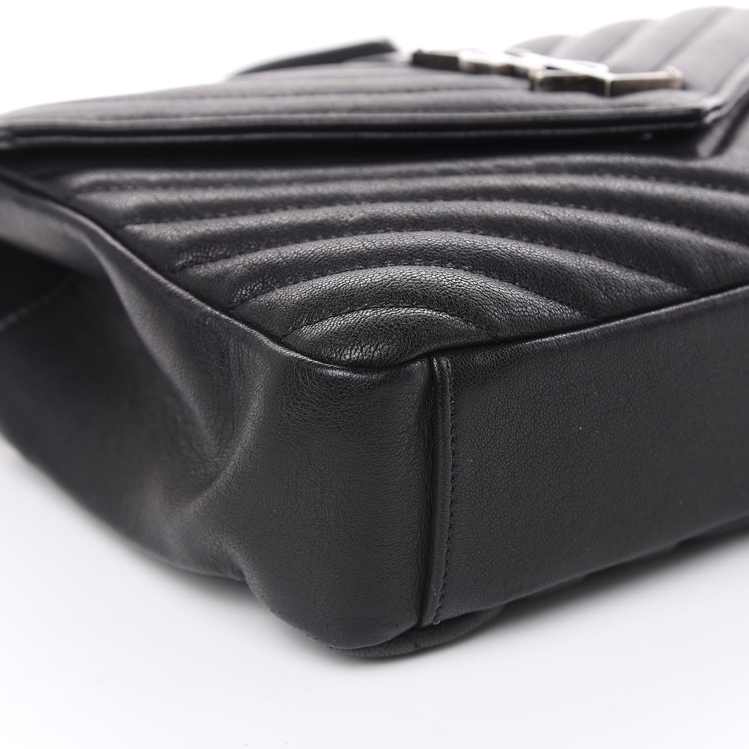 Saint Laurent Sheepskin Matelasse Chevron Monogram Medium College Bag Black 12 of 15