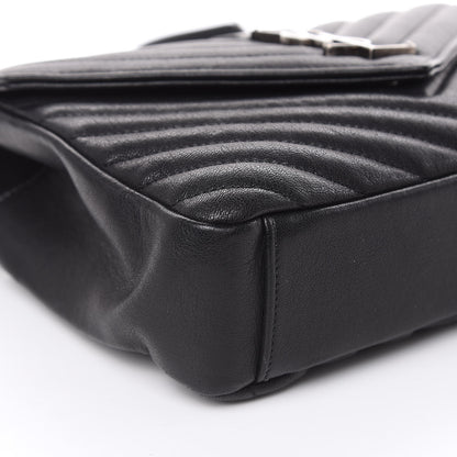 Saint Laurent Sheepskin Matelasse Chevron Monogram Medium College Bag Black 12 of 15