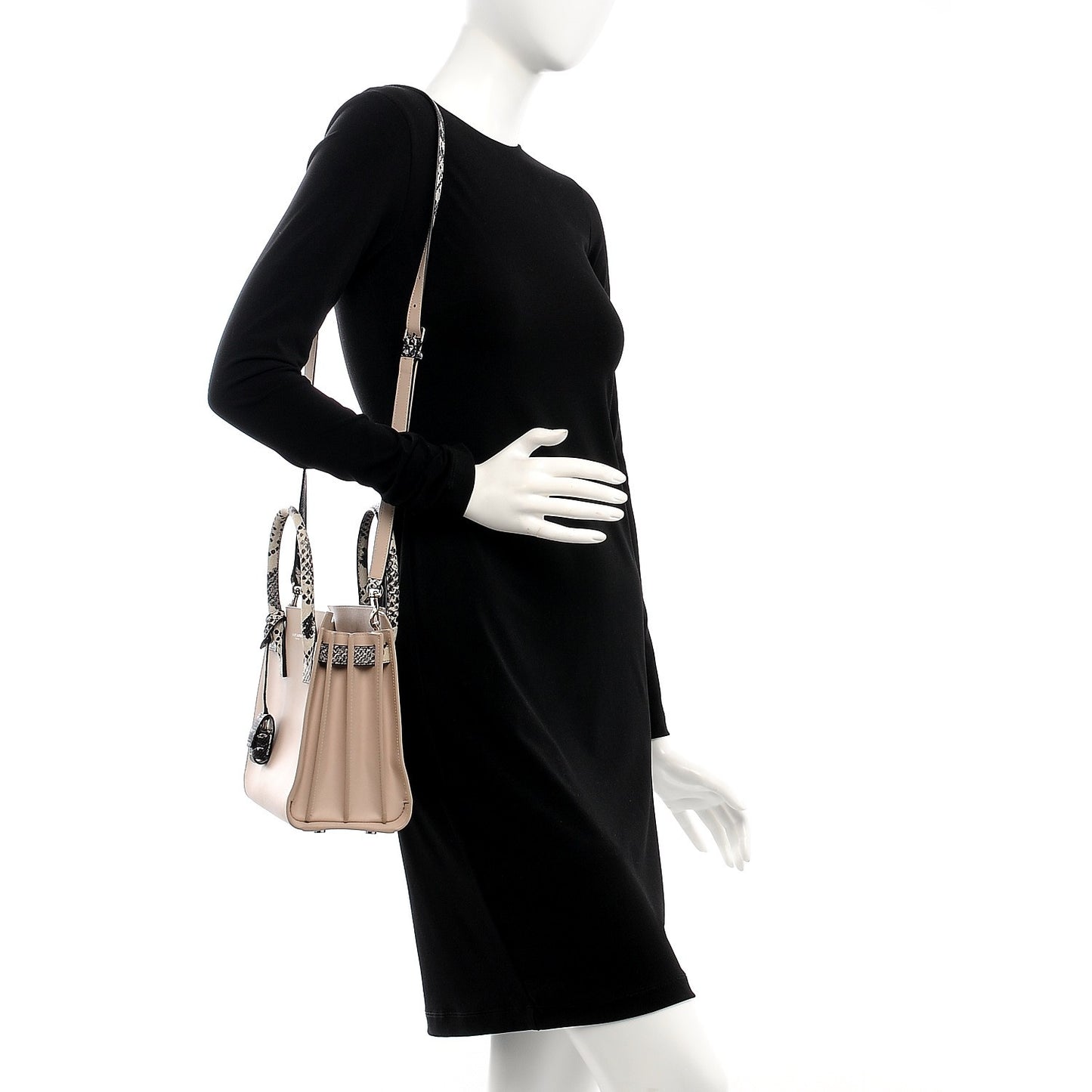 Calfskin Embossed Python Baby Sac De Jour Powder Pink