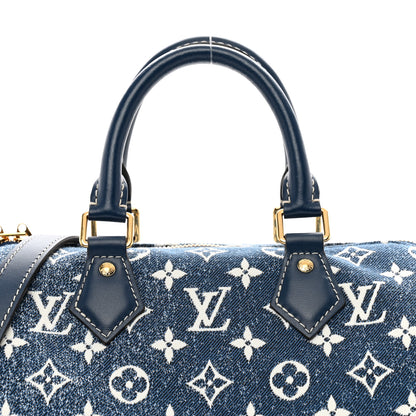 Louis Vuitton Monogram Jacquard Denim Speedy Bandouliere 25 Bleu 7 of 10
