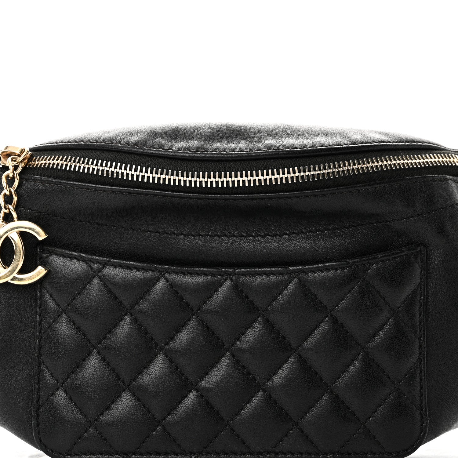 Chanel Lambskin Quilted Waist Bag Fanny Pack Black 8 of 10