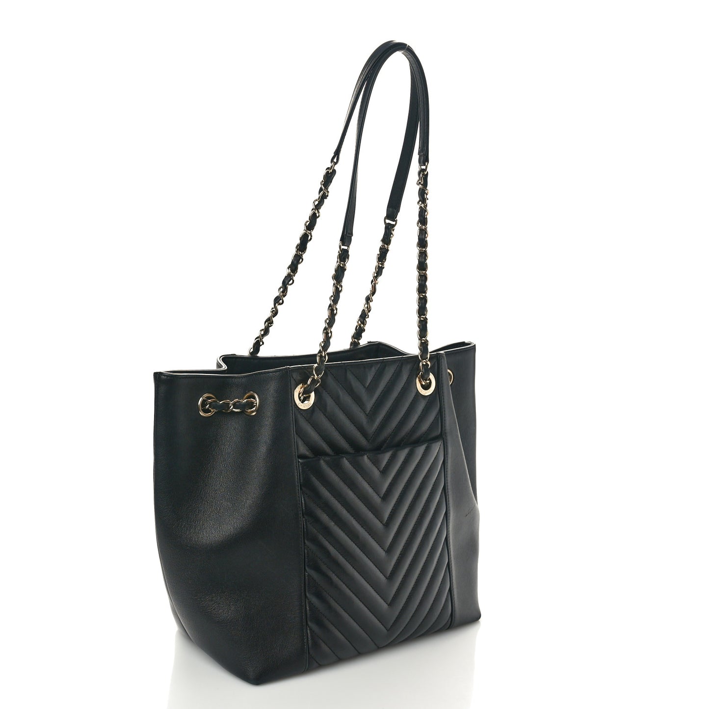 Calfskin Quilted Large Daily Shopping Bag Black