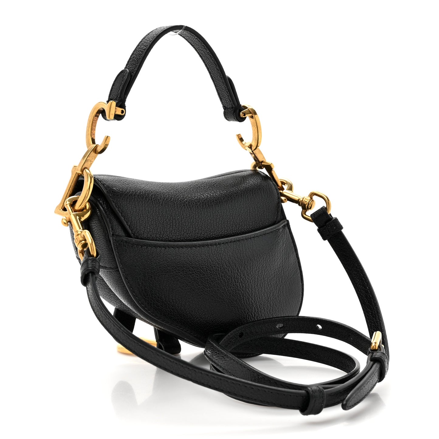Goatskin Micro Saddle Bag Black