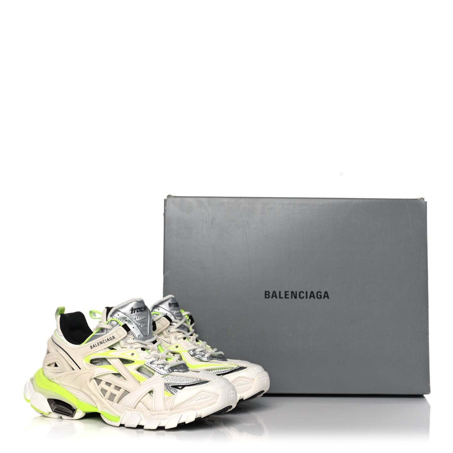 Rubber Mesh Bi-Color Womens Track.2 Open Sneakers 37 White Fluo Yellow