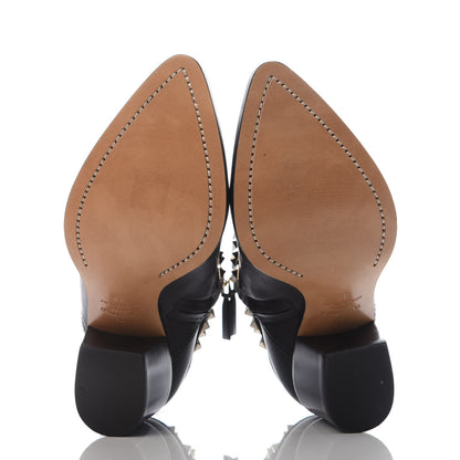 Valentino Garavani Calfskin Rockstud Double Buckle 50mm Cowboy Ankle Boots 38 Black 5 of 9