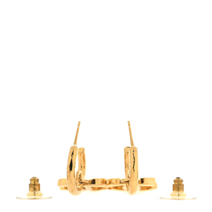 Chanel CC Hoop Drop Earrings Gold 3 of 5