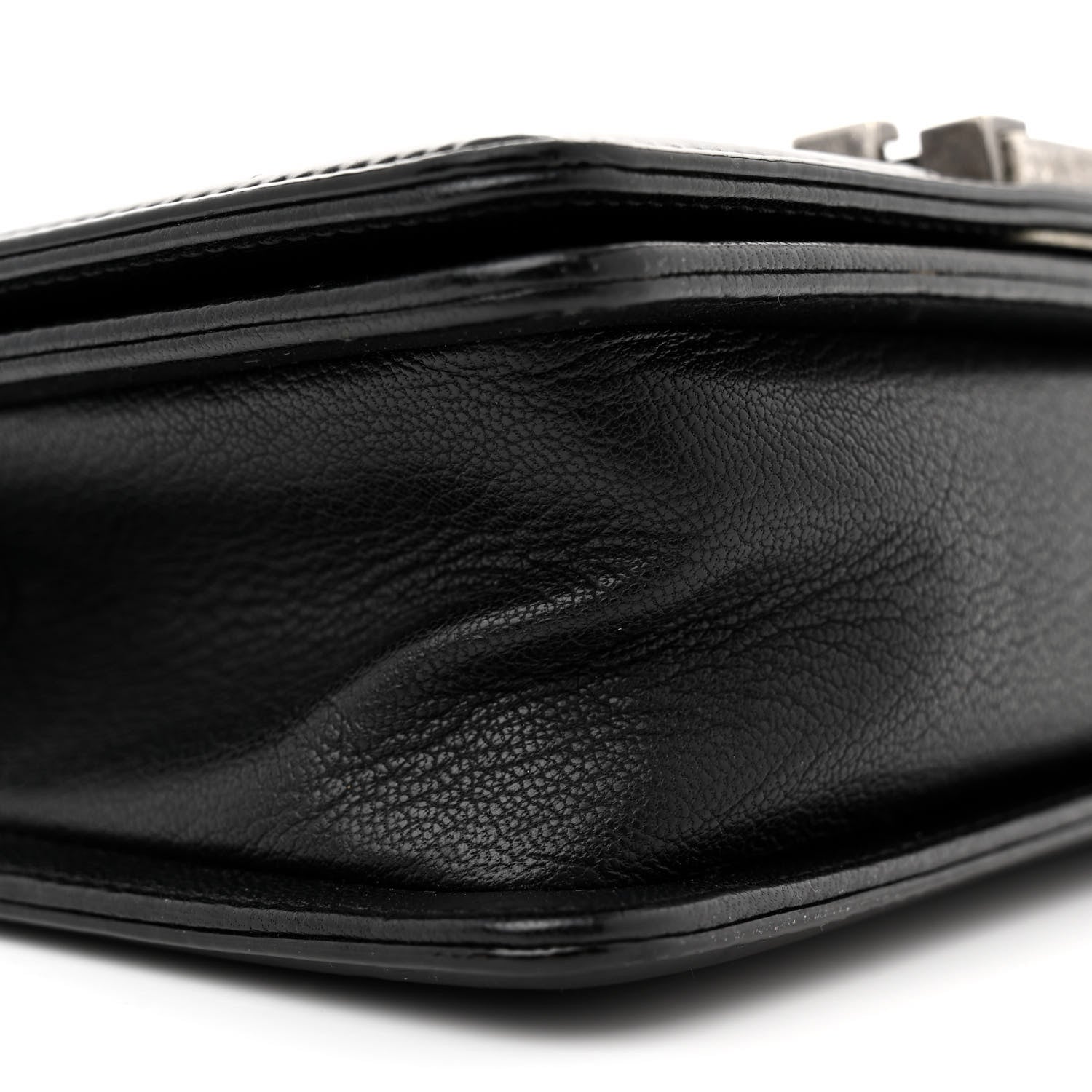 Chanel Goatskin Quilted Patent Small Duo Boy Flap Black Black 9 of 16