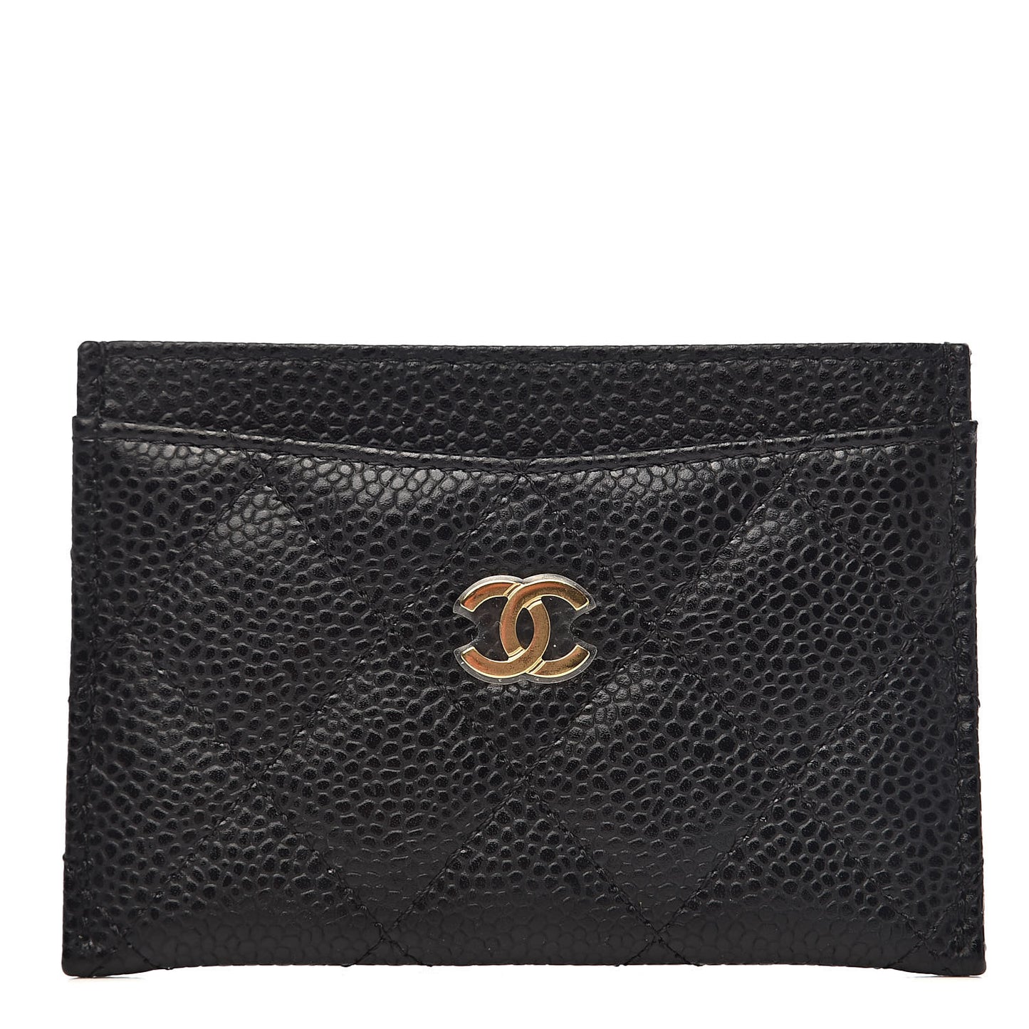 Caviar Quilted Card Holder Black