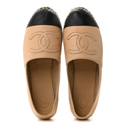 Chanel Lambskin CC Espadrilles 38 Beige Black 2 of 10