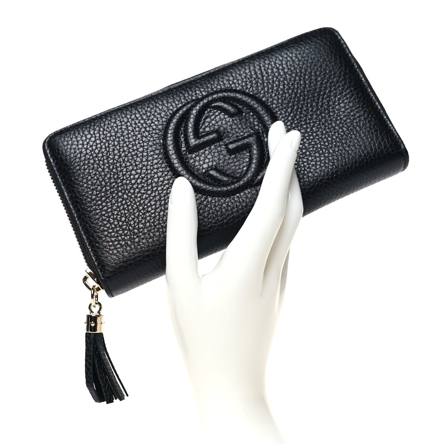 Pebbled Calfskin Soho Zip Around Wallet Black