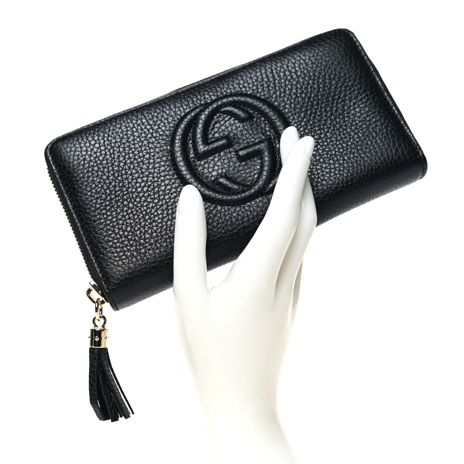 Gucci Pebbled Calfskin Soho Zip Around Wallet Black 2 of 8