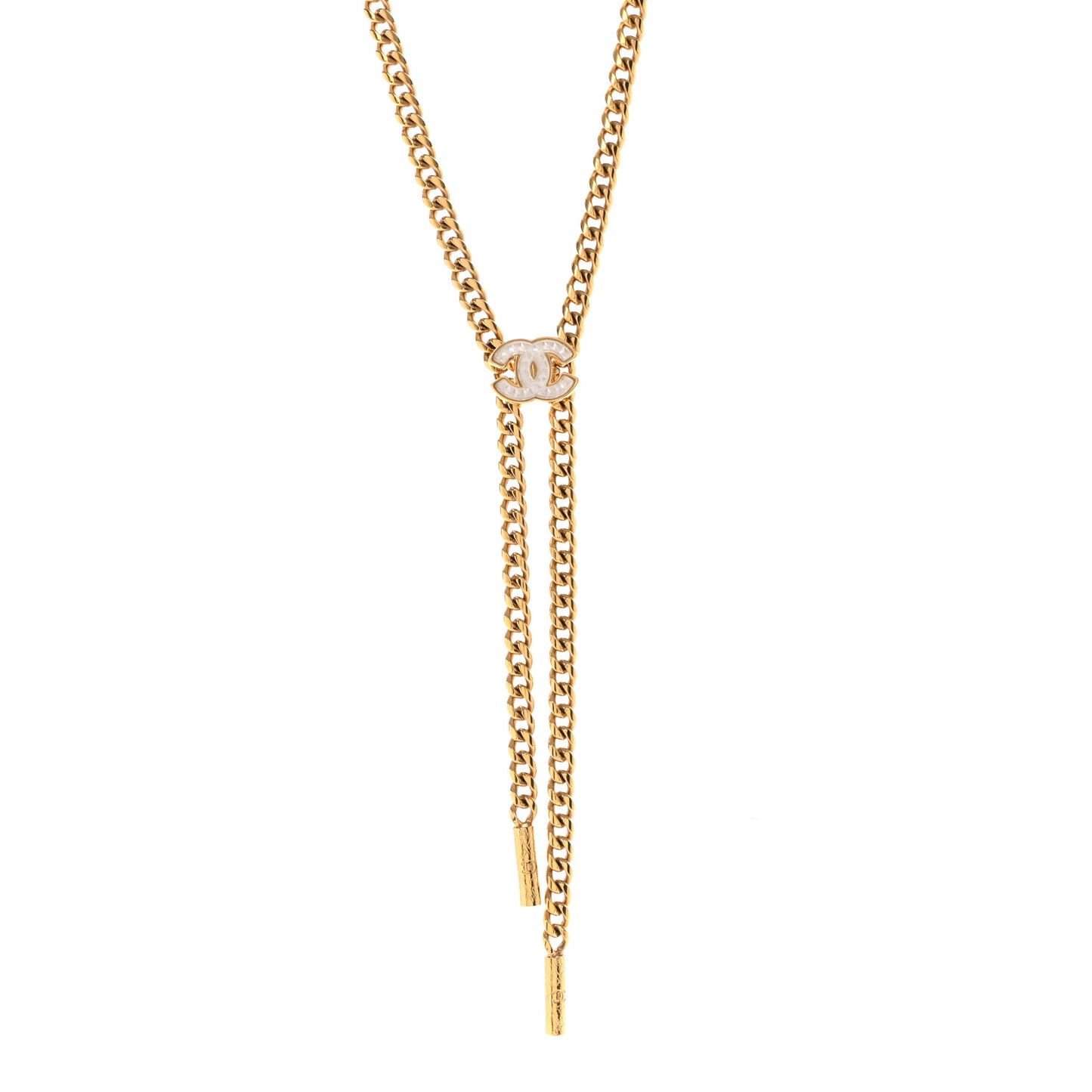 Metal Resin Chain CC Bolo Necklace Gold