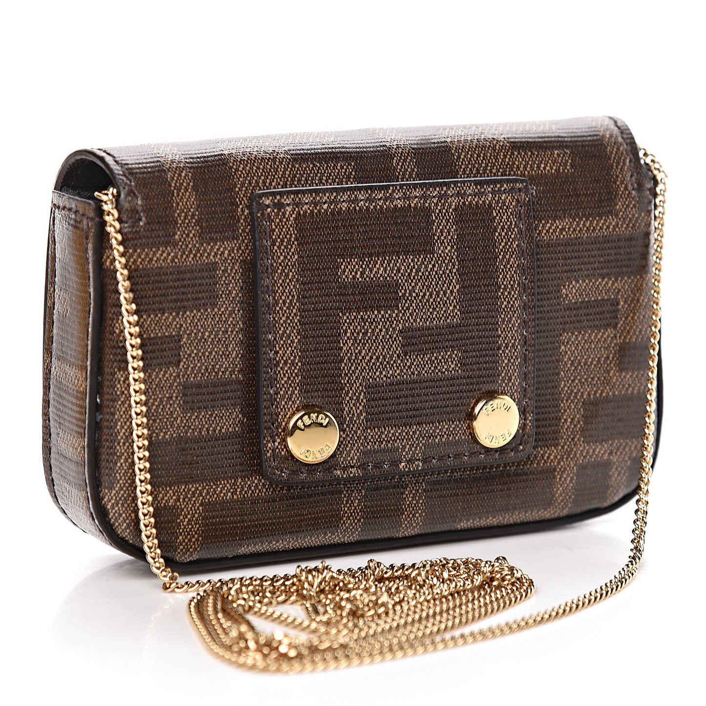 Glazed Fabric FF 1974 Nano Baguette Belt Charm Mogano Panna