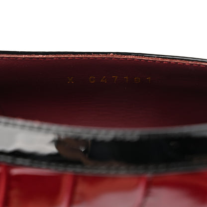 Chanel Crocodile Embossed Patent Calfskin Pumps 38.5 Burgundy Black 9 of 10