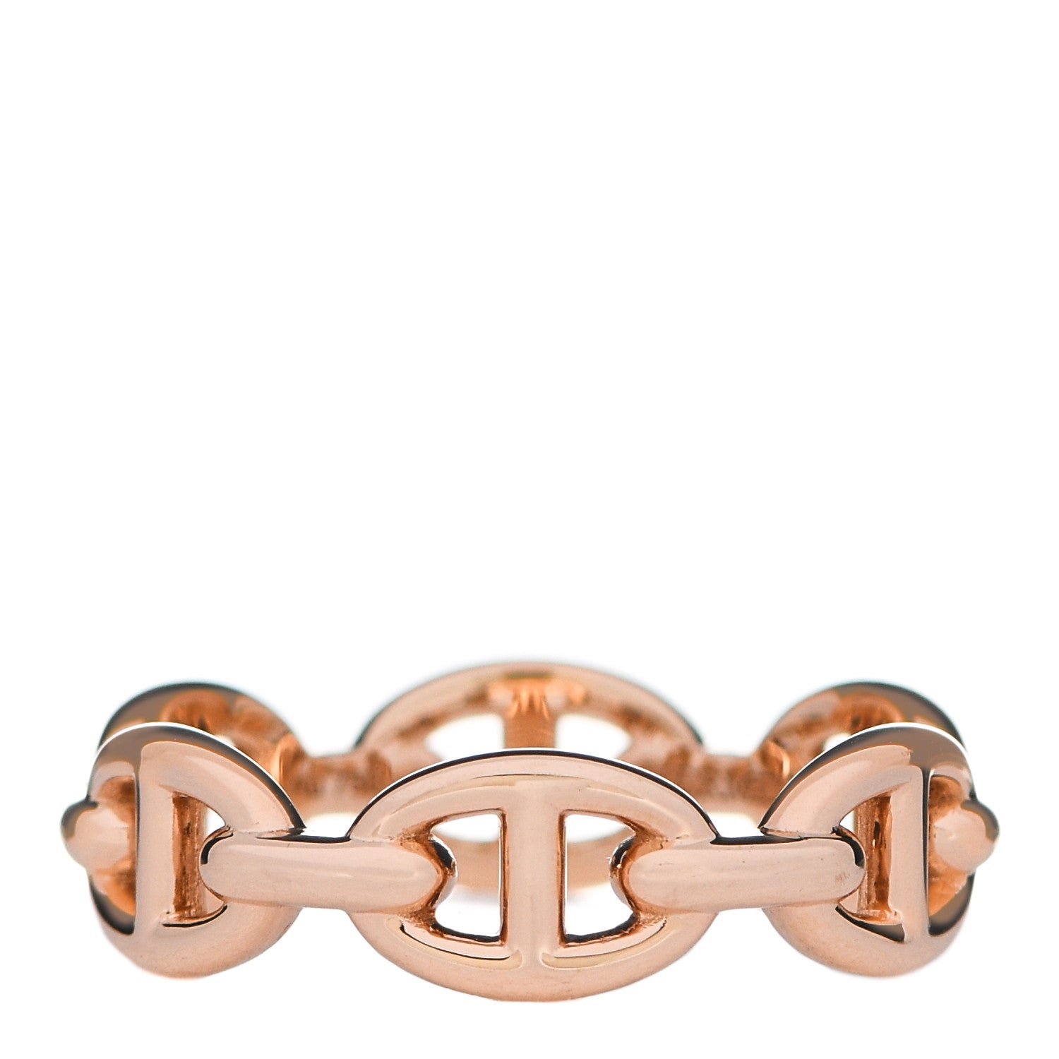 Hermes 18K Rose Gold PM Chaine D'Ancre Enchainee Ring 55 7.25 1 of 7