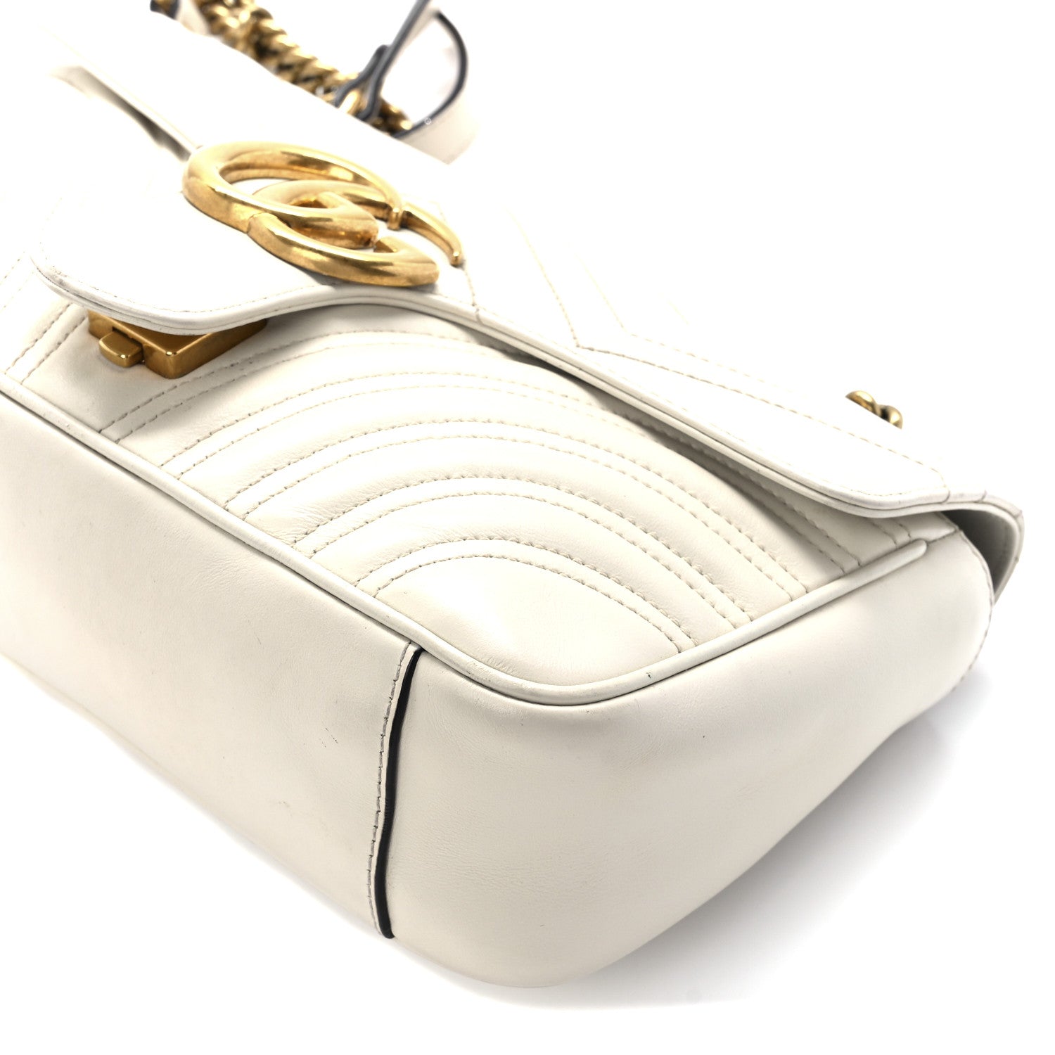 Gucci Calfskin Matelasse Small GG Marmont Shoulder Bag White 11 of 11
