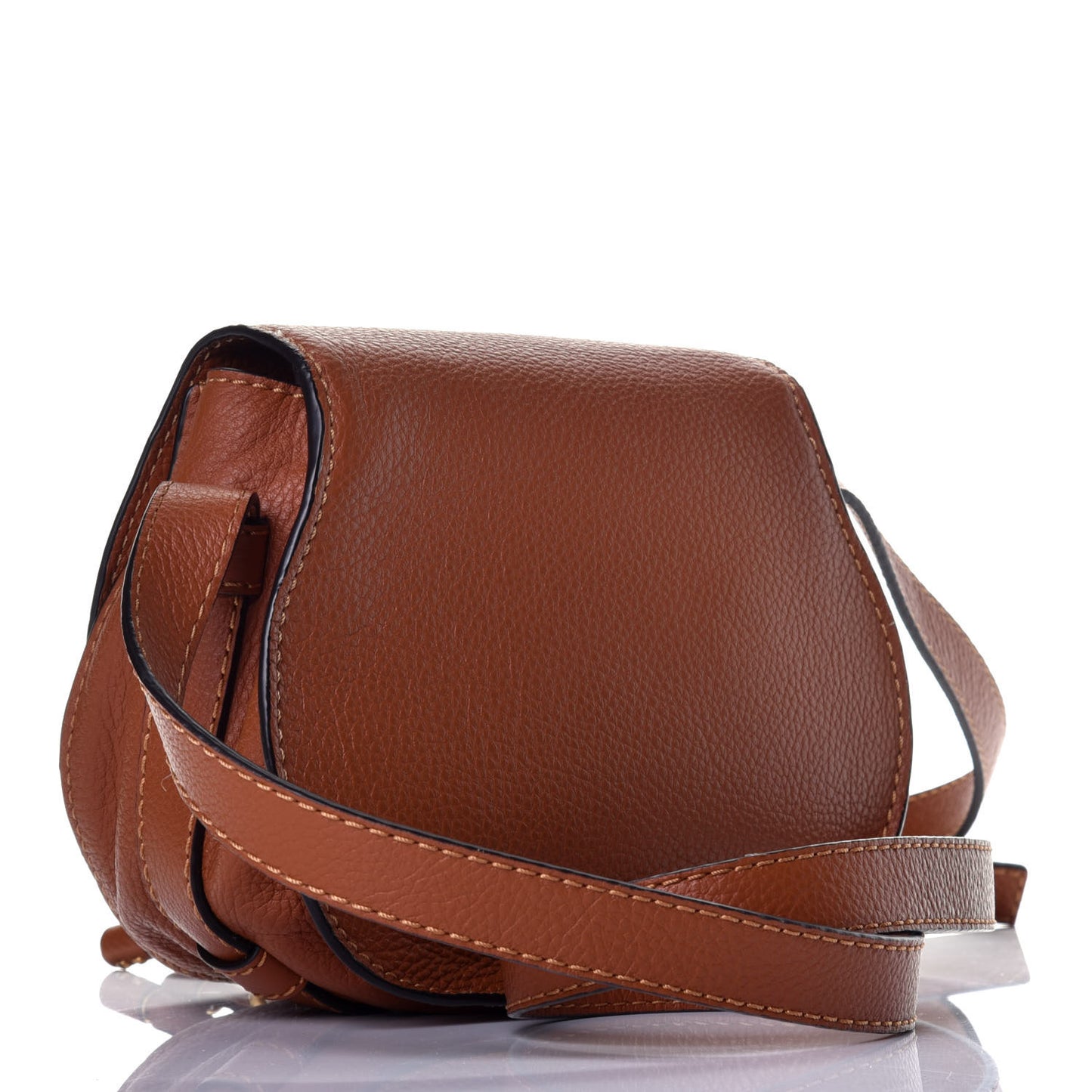 Calfskin Mini Marcie Round Crossbody Bag Caramel