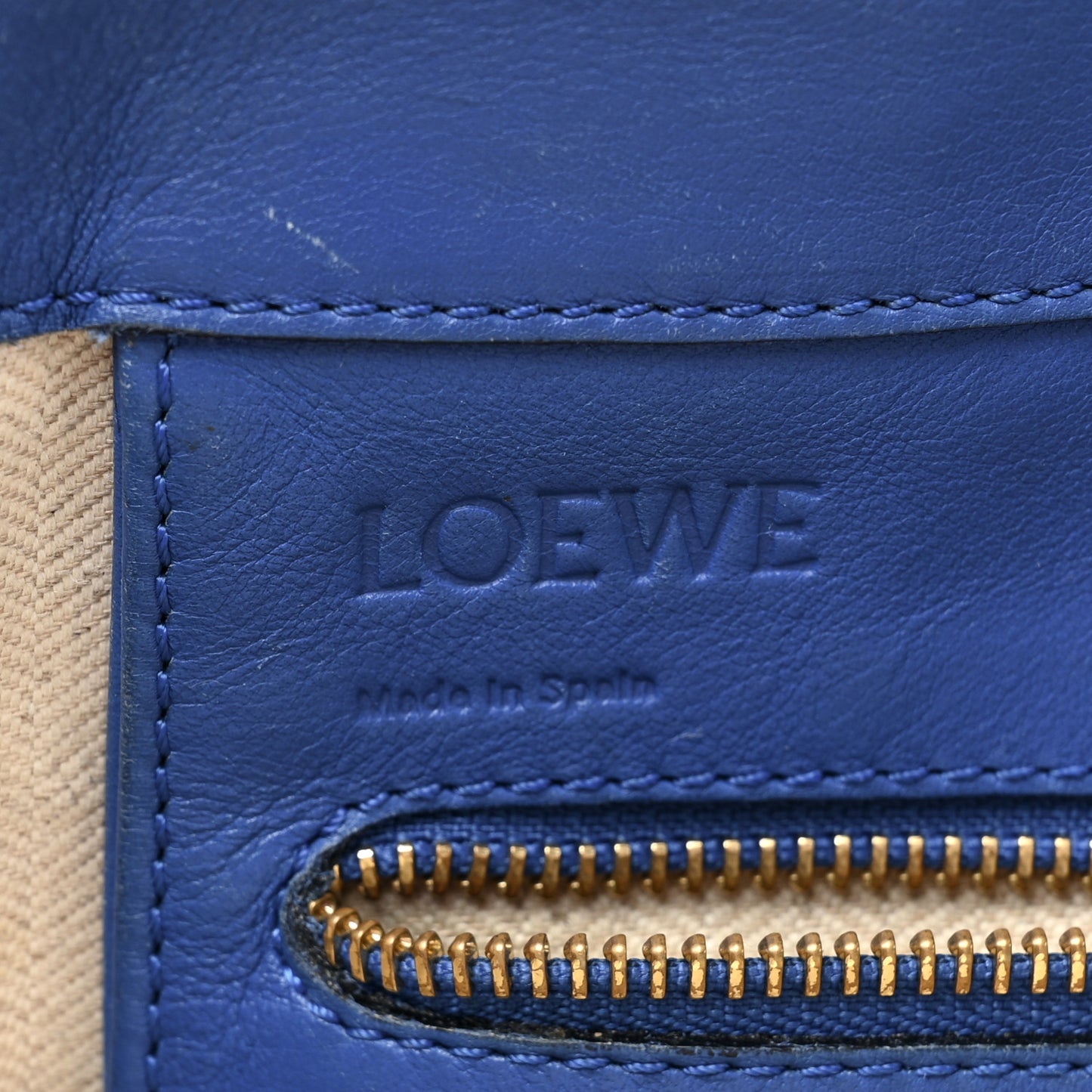 Calfskin Anagram Embossed Tote Blue