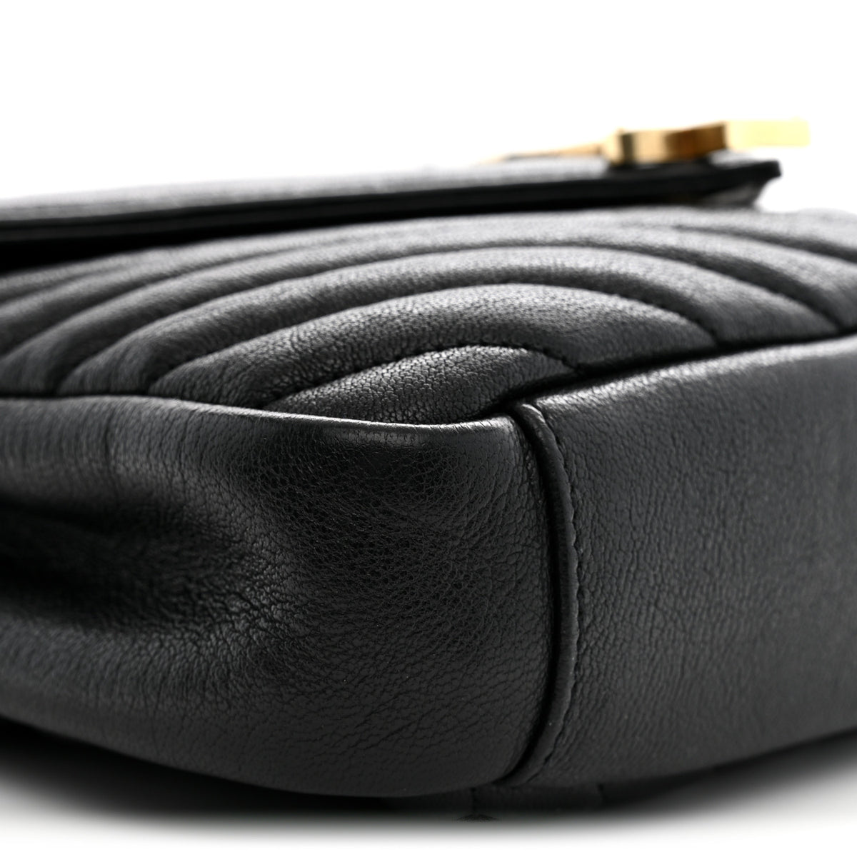 Saint Laurent Sheepskin Matelasse Chevron Monogram Medium College Bag Black 9 of 11