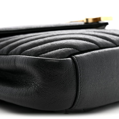 Saint Laurent Sheepskin Matelasse Chevron Monogram Medium College Bag Black 9 of 11