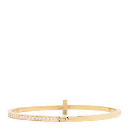 Tiffany 18K Yellow Gold Diamond Narrow T1 Hinged Bangle Bracelet 2 of 3
