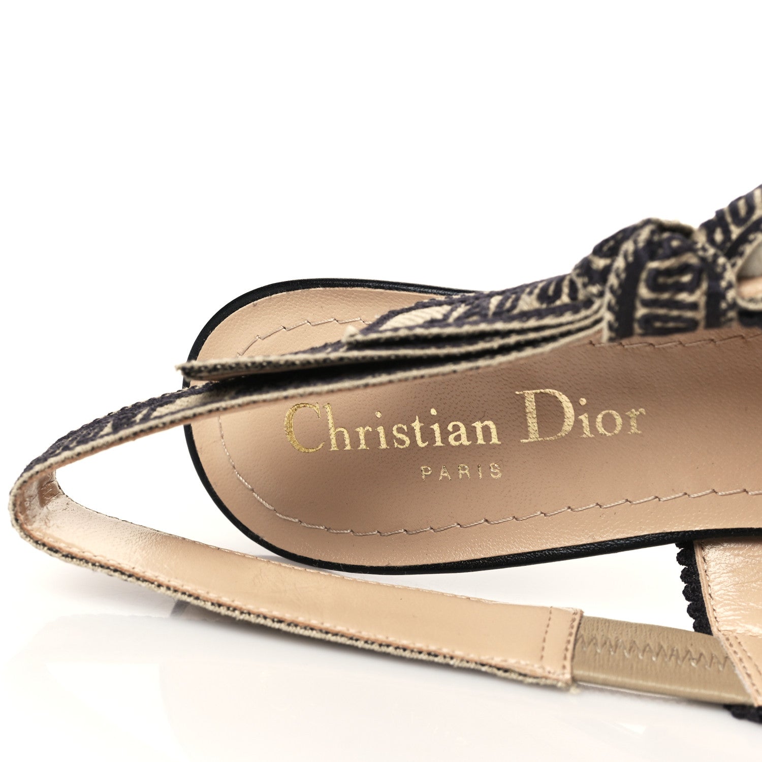 Christian Dior Mizza Cotton Ribbon Embroidered J'Adior Slingback 65mm Pumps 35 Natural 7 of 10