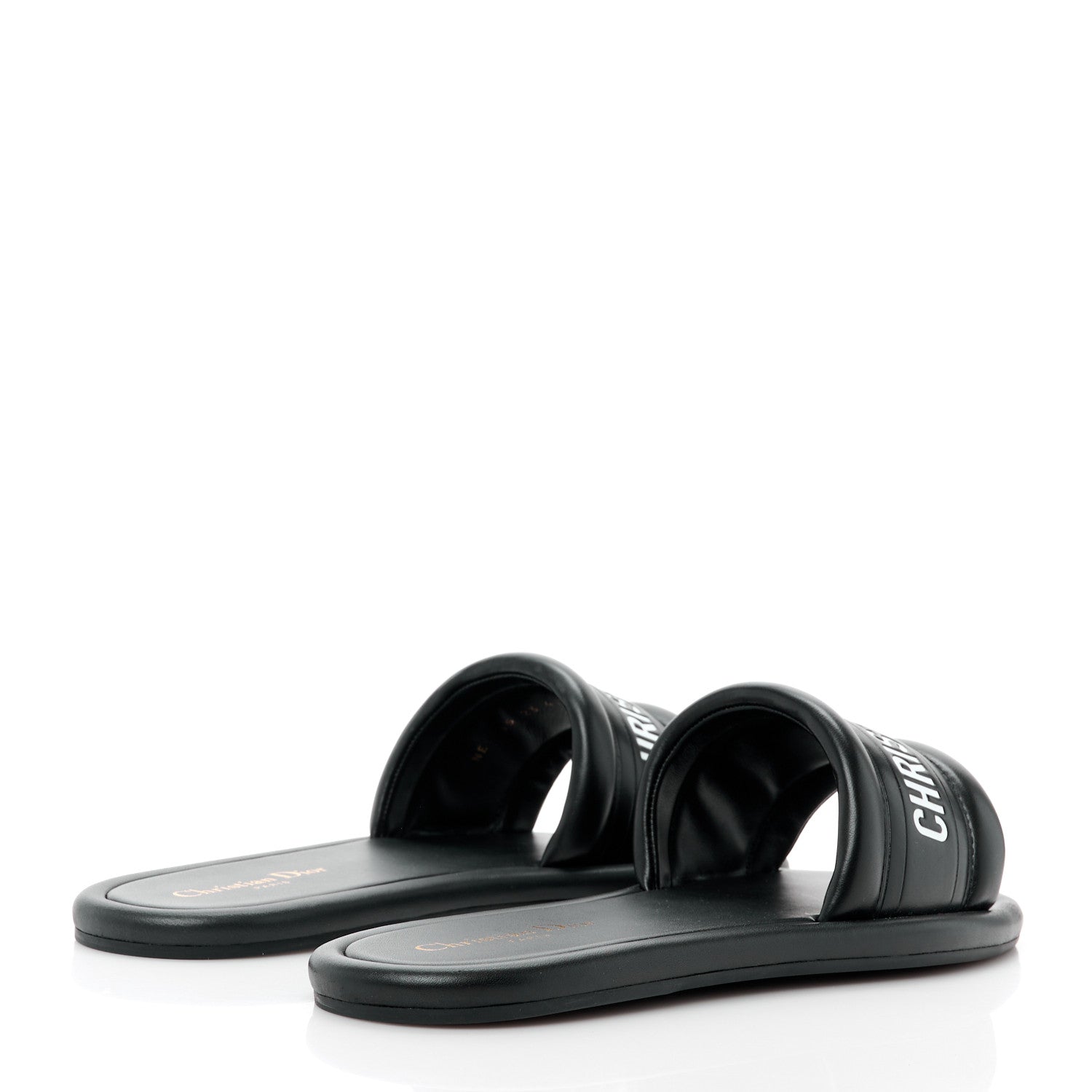 Christian Dior Lambskin Embossed Every-D Flat Slide Sandals 41 Black 4 of 9