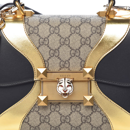 Gucci GG Supreme Monogram Small Osiride Top Handle Bag Black Gold 11 of 11