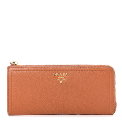 Prada Vitello Daino 2/3 Zip Continental Wallet Papaya 1 of 17