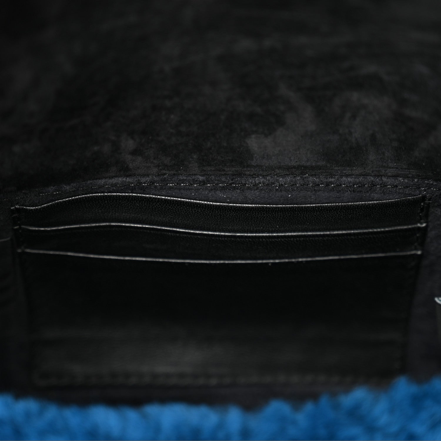 Fendi Shearling Nappa Mini Be Baguette Shoulder Bag Blue Black 12 of 12