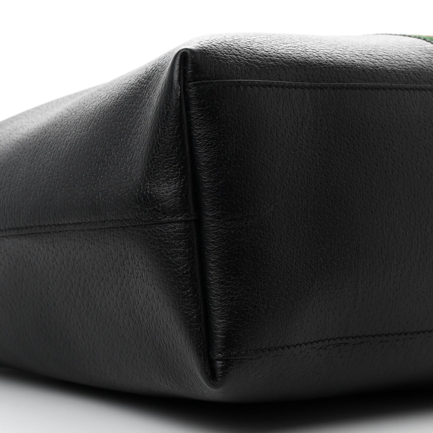 Textured Calfskin Web Medium Ophidia Shopping Tote Black