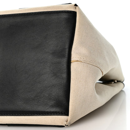Balenciaga Cotton Canvas Satin Calfskin S Navy Cabas Natural Black 11 of 14