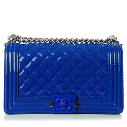 Chanel Patent Calfskin Medium Plexiglass Boy Flap Blue 1 of 7