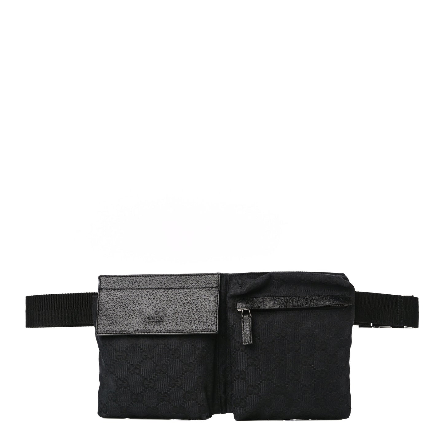 GG Monogram Double Pocket Belt Bag Black