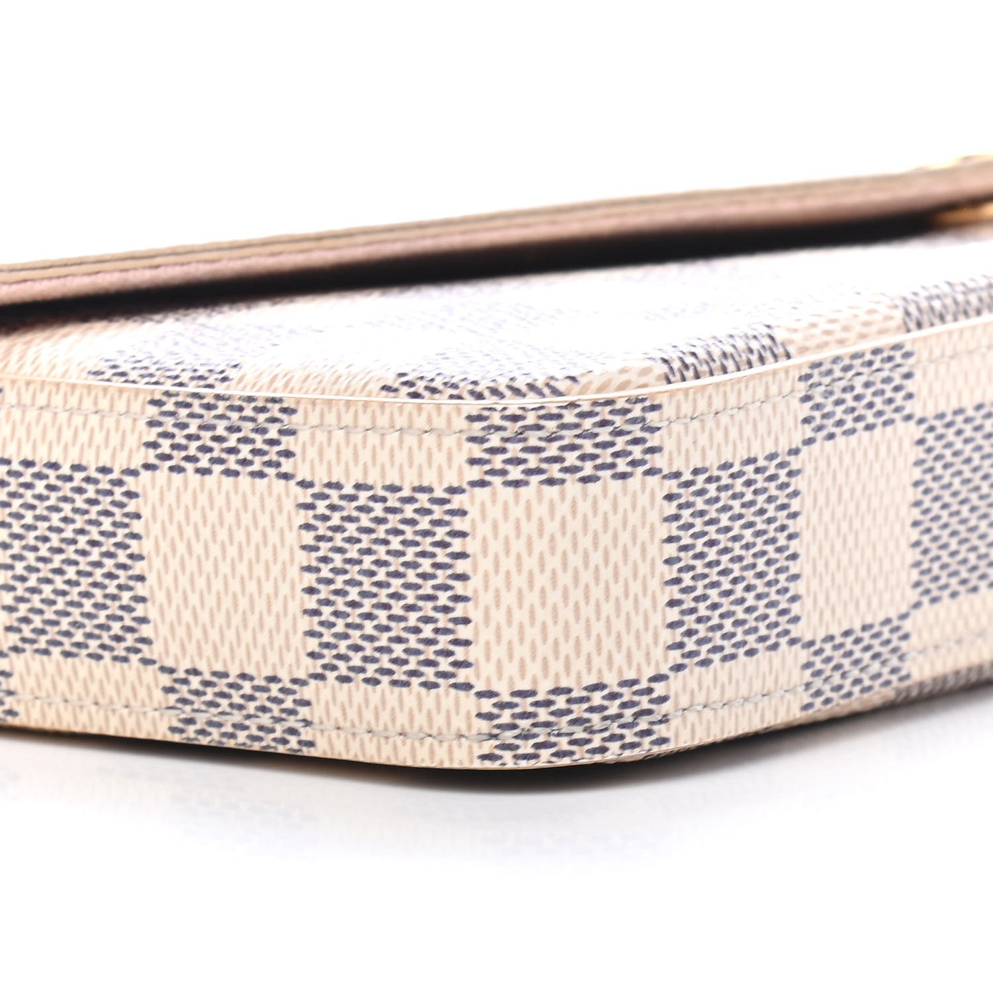 Damier Azur Pochette Felicie Chain Wallet Rose Ballerine