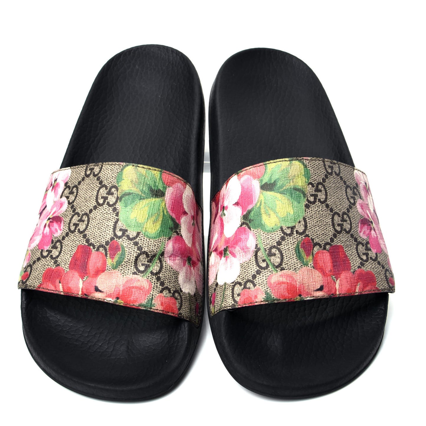 GG Supreme Monogram Blooms Slide Sandals 38 Beige Multicolor
