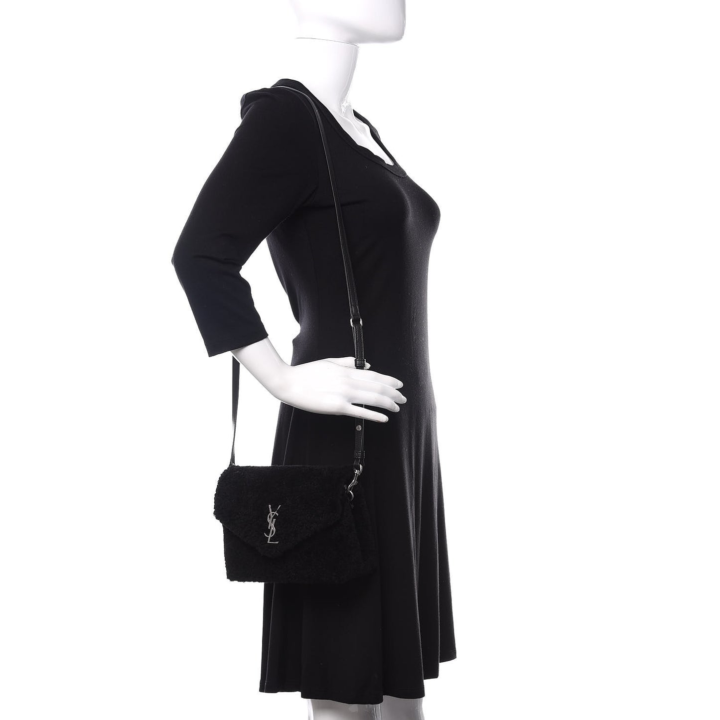 Shearling Toy Loulou Shoulder Bag Black