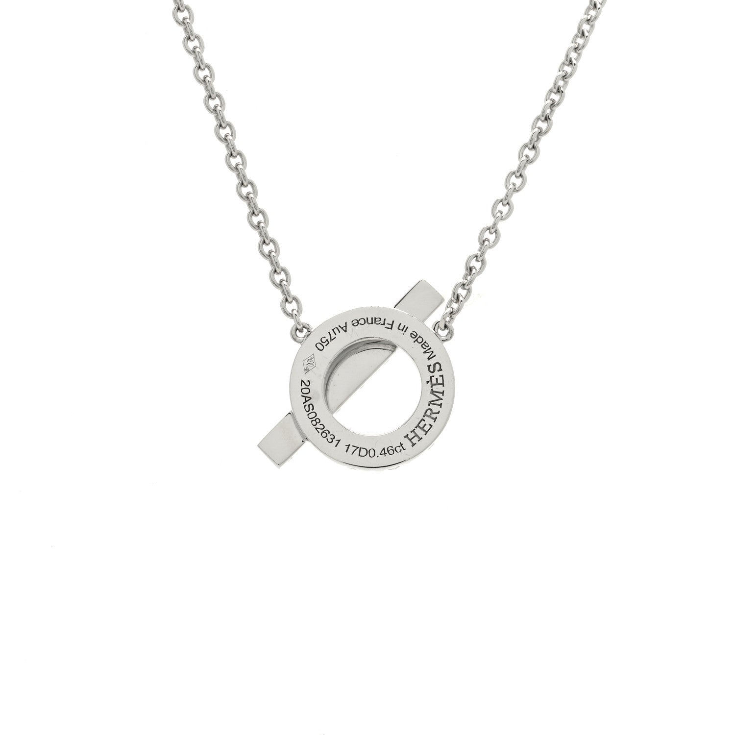 Hermes 18K White Gold Diamond Finesse Pendant Necklace 5 of 6