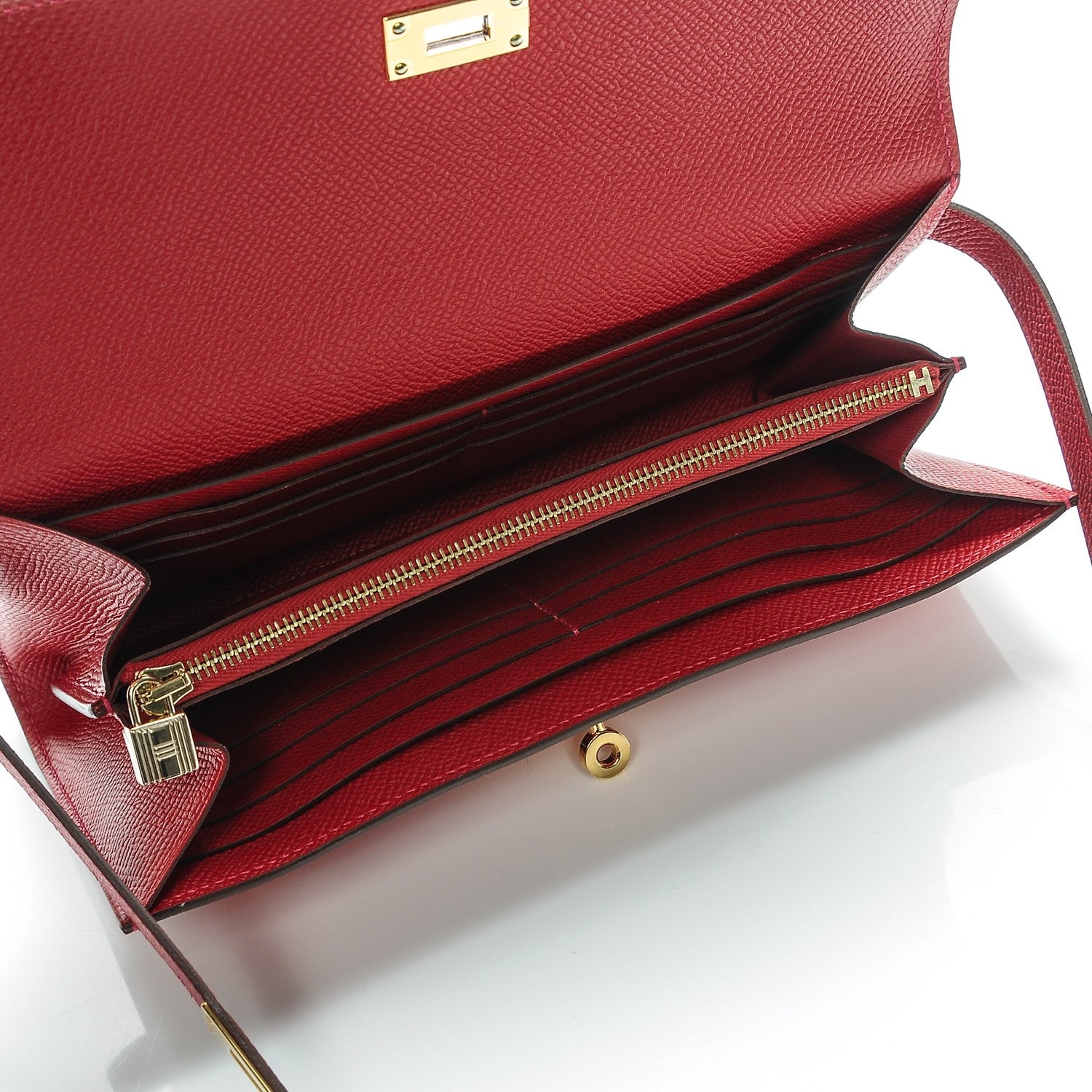 Hermes Epsom Kelly Longue Wallet Rouge Casaque 5 of 12