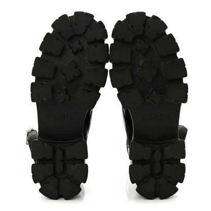 Prada Spazzolato Rois Re-Nylon Metal Triangle Logo Monolith Pouch Pocket 55mm Boots 39.5 Black 6 of 10