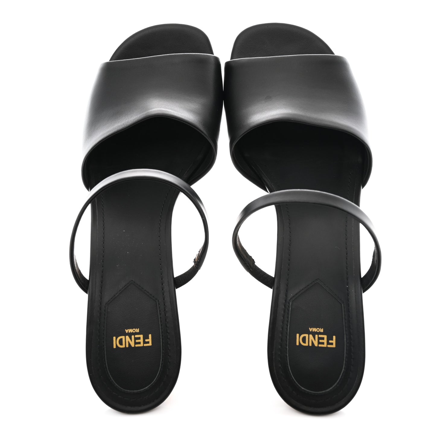 Calfskin Fendi First Mule Sandals 39 Black
