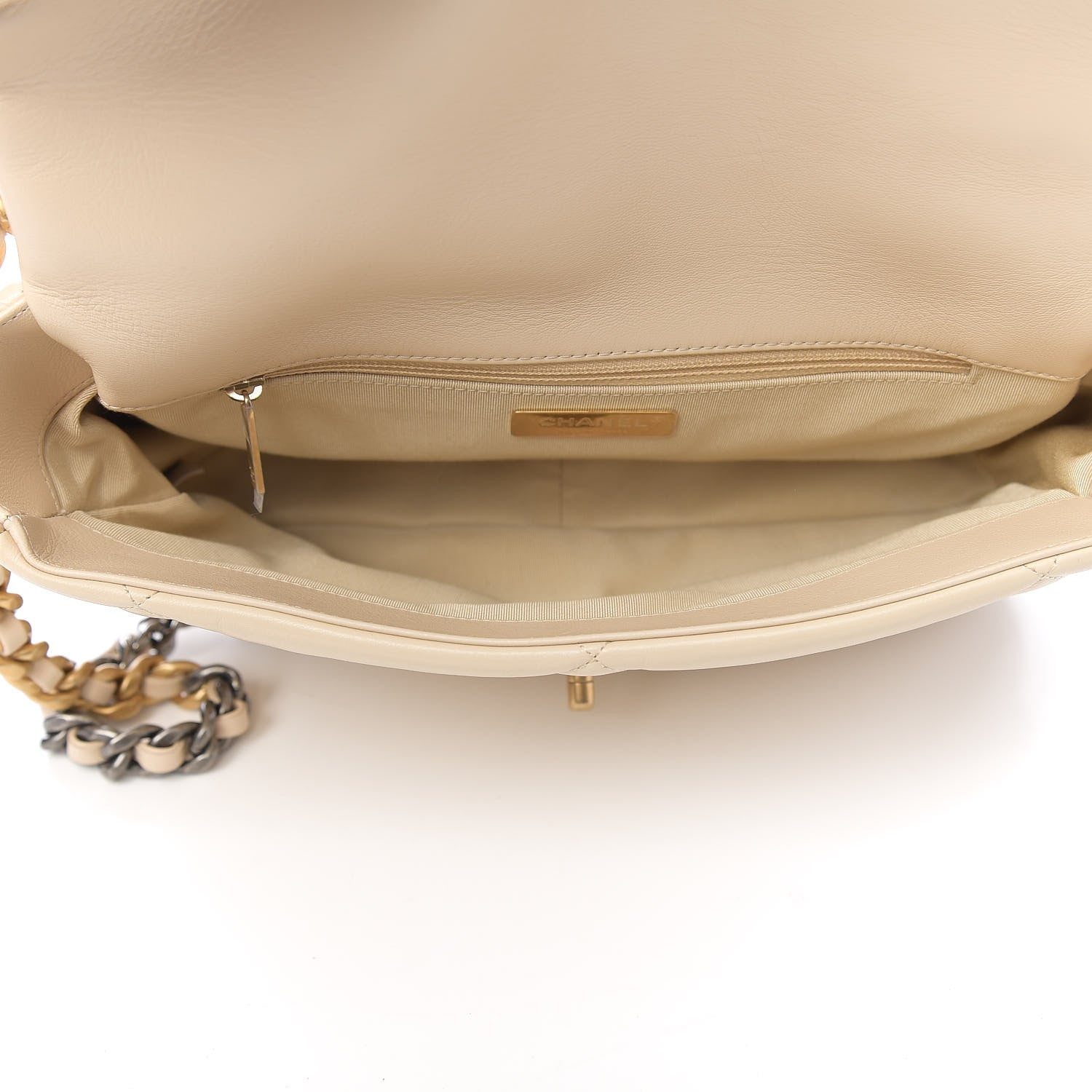 Chanel Lambskin Quilted Large 19 Flap Beige 4 of 8