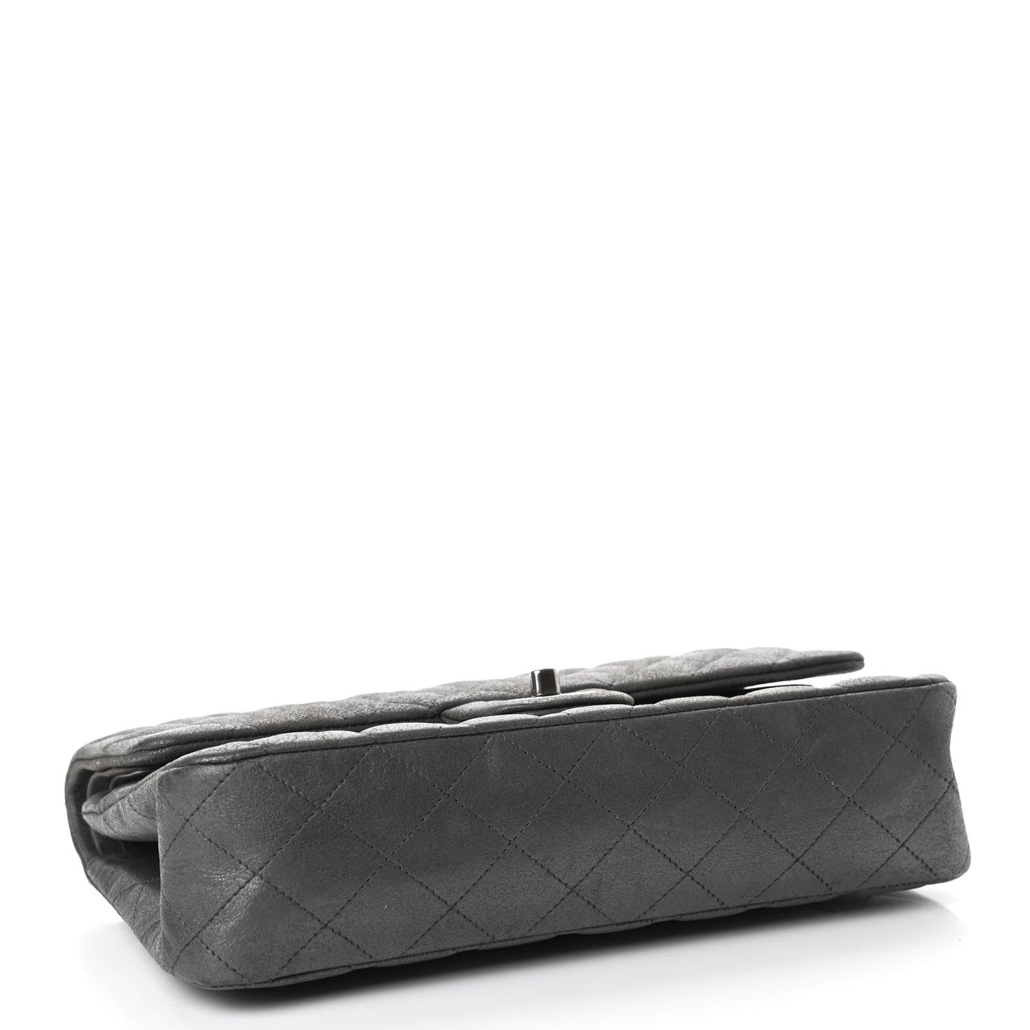 Chanel Metallic Lambskin Quilted Medium Double Flap Pewter 3 of 4