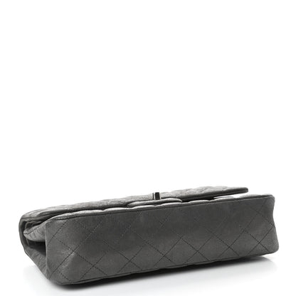 Chanel Metallic Lambskin Quilted Medium Double Flap Pewter 3 of 4
