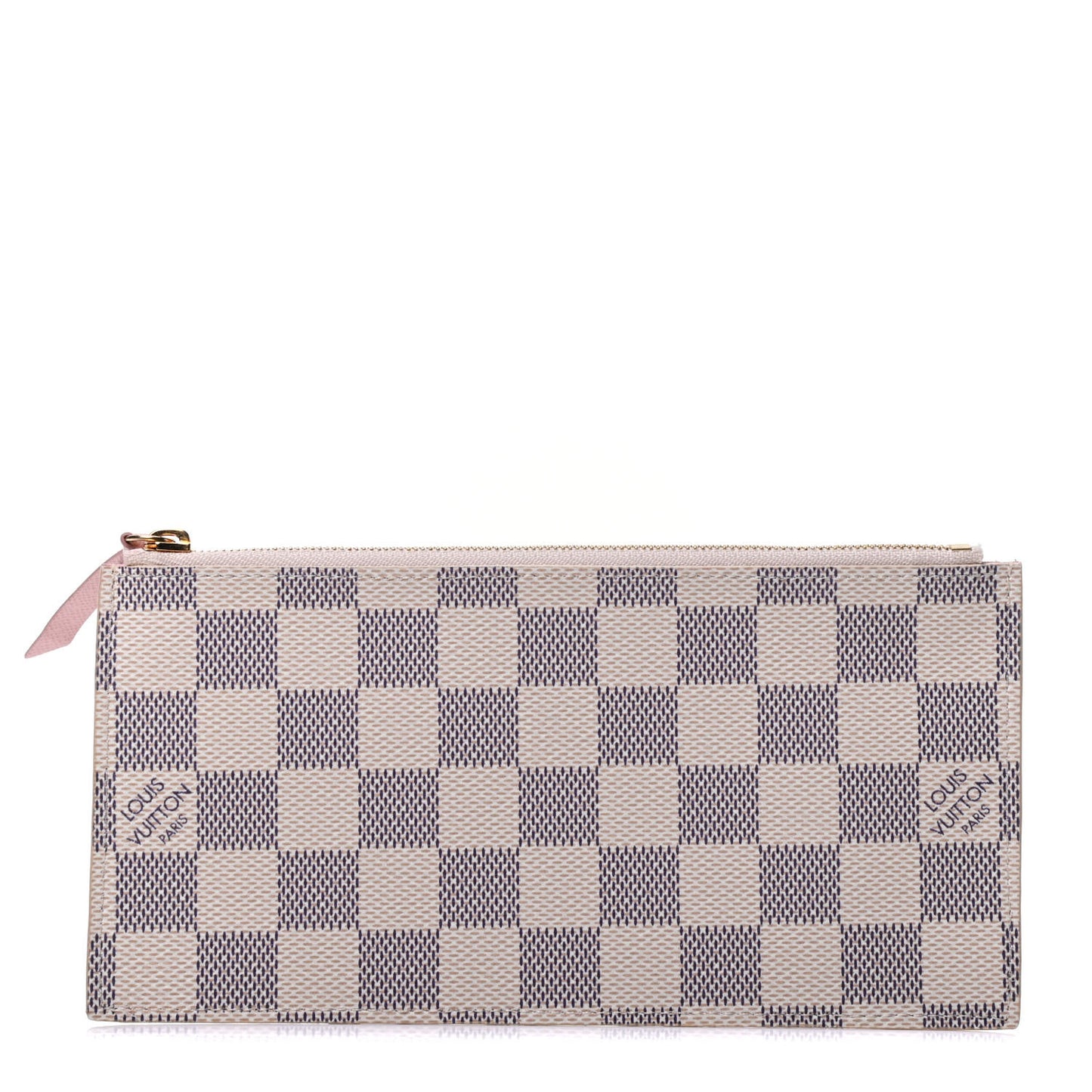 Damier Azur Felicie Chain Wallet Zippered Insert Rose Ballerine