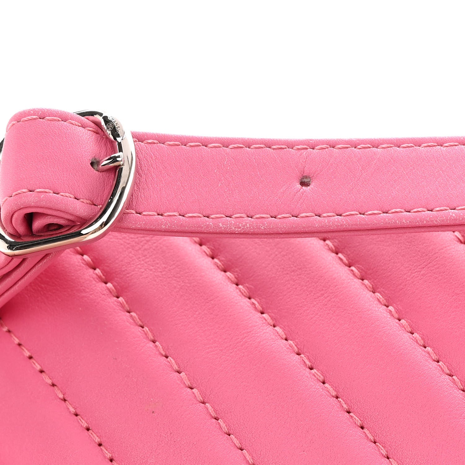 Chanel Lambskin Chevron Quilted Small Promenade Camera Case Pink 16 of 16