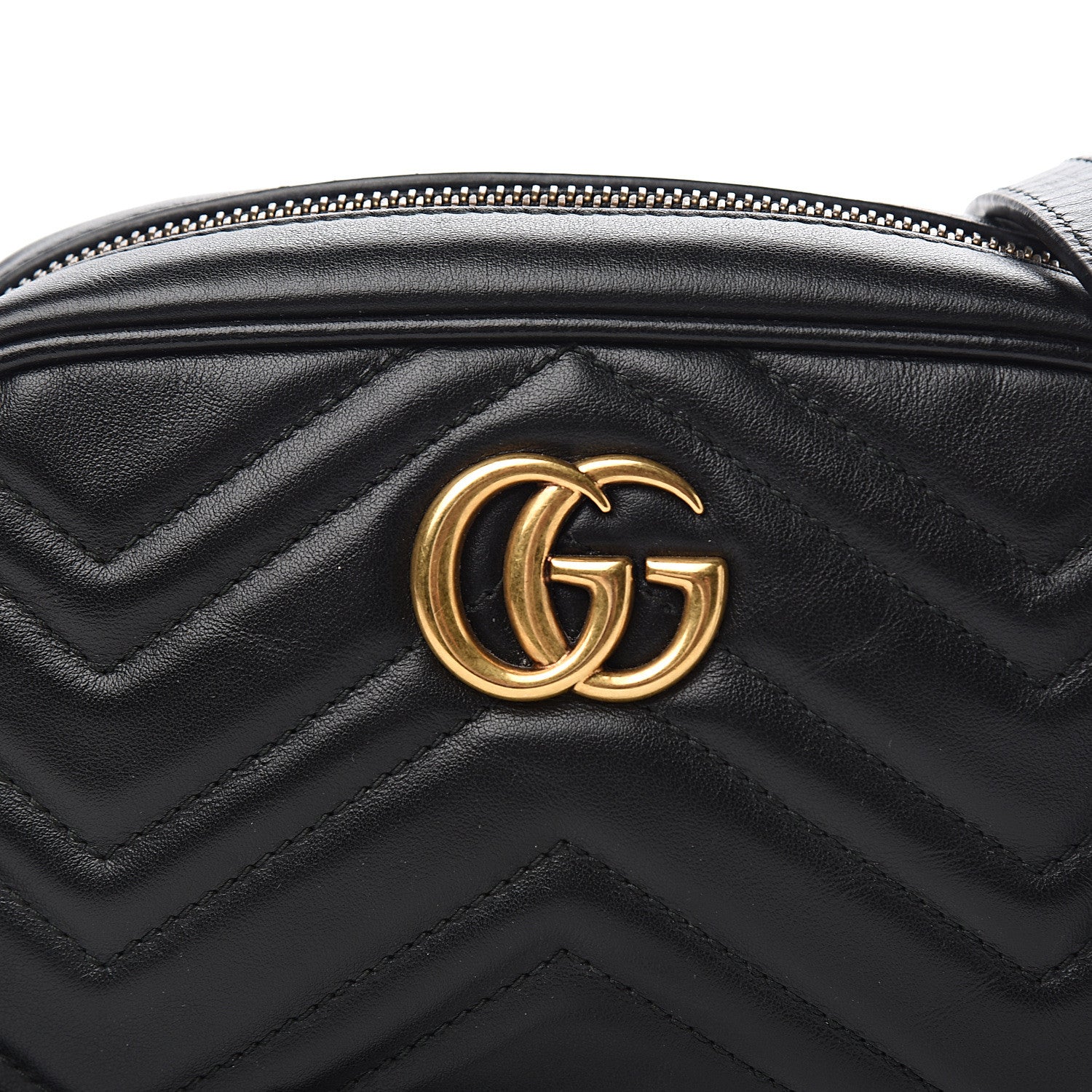 Gucci Calfskin Matelasse Mini GG Marmont Chain Shoulder Bag Black 9 of 9